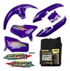 Kit Carenagem + Capa de Banco Cg Titan 125 Azul Roxo 1999 com Adesivos