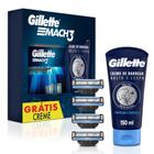Kit Carga para Aparelho de Barbear Gillette Mach3 4un + Creme de Barbear Rosto e Corpo Gillette 150ml
