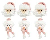 Kit Carinha Papai Noel e Boneco de Neve Pelúcia Rosê Gorrinho e Cachecol Tricot 13cm 6 Peças - Magizi - Yangzi