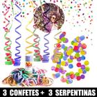 Kit carnaval 3 serpentinas + 3 confetes coloridos festa folia - loja do abençoado - CARNAVAL CONFETE SERPENTINA COLAR HAVAIANO ESPUMINHA CARNAVAL