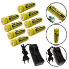 Kit Carregador 1 Carga + 8 Cargas 15800mAh 3.7V P/ Lanternas