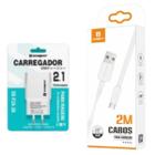 Kit Carregador 2 Metros compatível com Motorola e40 - Cabo USB C e Fonte