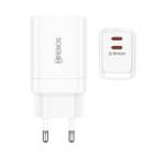 Kit Carregador 30w Duplo Type C Quick Charge 3.0 HRebos Android iPhone 15 Branco