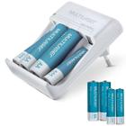 Kit Carregador De Pilhas + 8 (aa/aaa) Pilhas Recarregáveis 2500mah - Multilaser Cb093