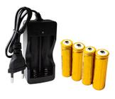 Kit Carregador Duplo C/4 bateria 18650 3.7/4.2V 9800mAh Bike