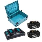 KIT CARREGADOR DUPLO DC18RD+2 BATERIA 18v 6,0Ah + MALETA MAKITA