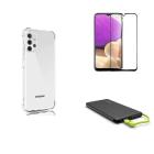 Kit Carregador Portátil Power Bank 5000mAH Samsung Galaxy A53 5G + Capa + Película De Vidro 3D - SM