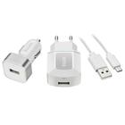 Kit Carregador USB De Tomada + Carregador USB Veicular Cabo 1M Elgin