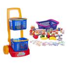 Kit Carrinho Compras Supermercado + Cesta Minhas Comprinhas - Usual Brinquedos