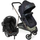Kit carrinho de bebê napoli preto cobre 1446ptc travel system com bebê conforto galzerano