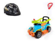 Kit Carrinho De Passeio Jip Jip Colorido + Capacete Infantil Preto