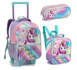 Kit carrinho mochila infantil unicórnio com POP IT