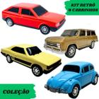 Kit Carrinhos de Colecionador Fusca Opala Veraneio Gol Quadrado Miniatura Realista Carros Antigos - Diverplas