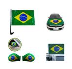 Kit Carro Copa Eleições Bandeira Haste + Retrovisor + Capô