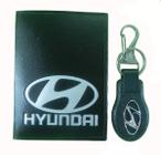 Kit Carteira Couro Porta Documento Mais Chaveiro Hyundai