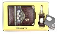 Kit Carteira Masculina Com Chaveiro Mitty Em Couro - M1Ch