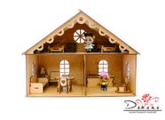 Kit Casa Boneca 20 Moveis Decorativa Lily Mdf Natural Darama