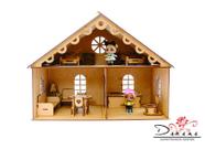 Kit casa de bonecas lol com 20 moveis lily mdf natural - darama