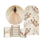 Kit Casado 15 Anos Painel Redondo Trio Capas Cilindro Romano