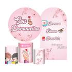 Kit Casado Dorama 3D Painel Redondo Trio Capas Cilindro