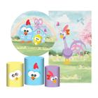 Kit Casado Galinha Pintadinha Painel Redondo Trio Capas