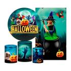 Kit Casado Halloween Painel Redondo Trio Capas Cilindro