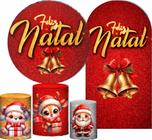 Kit Casado Natal 3D Painel Redondo + Trio Capas Cilindro +