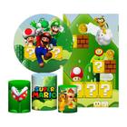 Kit Casado Super Mario Painel Redondo Trio Capas Cilindro