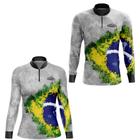 Kit Casal Camisa de Pesca Tucunaré Brasil Com Proteção UV50+ Gola Ziper