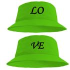 Kit Casal Chapéu Bucket Hat Estampado Love