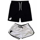 Kit Casal Conjunto Short Moda Praia Bermudas Combinando Yin Yang Amor