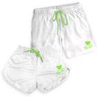 Kit Casal Short Branco Bermuda Tactel Moda Praia Verão Estampado Urso Ted Modelo Mauricinho