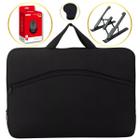 Kit Case Capa Maleta Protetora Notebook + Mouse Pad + Suporte Notebook Regulável + Mouse com Fio 14'' Polegadas