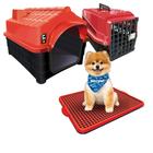 Kit Casinha Caixa De transporte E Sanitário Pet Dog N2