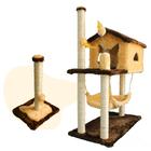 Kit Casinha Para Gato Com Rede Poste Arranhador Brinquedo Pets Felino 50cm Sisal MIUPET