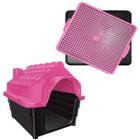 Kit Casinha Pet Resistente N3 Rosa + Tapete Higienico Xixi