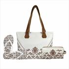 Kit Casual Feminino Arabescos Com Bolsa Necessaire e Chinelo Bege Magicc