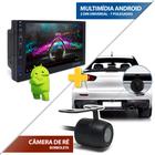 Kit Central Multimídia Android + Câmera de Ré Prisma 2013 2014 2015 2016 2017 2018 2019 Bluetooth USB 7 Polegadas