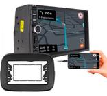 Kit central multimidia mp5 com moldura fiat mobi 2016 a 2019 preto fosco ou black piano