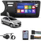 Kit Central Multimídia Universal Espelhamento Usb Mp5 2 Din Bluetooth Câmera de Ré Honda City 2015 em Diante Moldura Black Piano