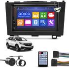 Kit Central Multimídia Universal Espelhamento Usb Mp5 2 Din Bluetooth Câmera de Ré Honda Crv 2007 a 2011 Moldura Preta