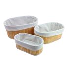 Kit Cesto Organizador para mesa, pães, café da manhã - ETHMIX em Bambu Forrado  - 3 Pçs