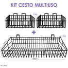 Kit Cesto Para Painel Canaletado Preto 3 Unidades P e G - Tatinet