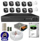 Kit Cftv 10 Câmeras Segurança Infravermelho 20 Metros Dvr Multi Hd 16ch Acesso Remoto C/HD 2TB