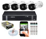 Kit Cftv 4 Câmeras De Segurança Intelbras Bullet IR 20 metros E Dvr Mhdx Multi Hd S/HD