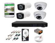 Kit Cftv 4 Câmeras Infravermelho Segurança 1mp 20m Dvr Full Hd 4 Ch c/ Hd c/conectores + 500gb - luatek