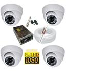 Kit Cftv 4 Câmeras Segurança 1080 Full Hd Dome Infra vermelho alta Resolução com acessórios