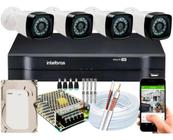 Kit Cftv 4 Cameras Segurança Hd Dvr Intelbras 4ch