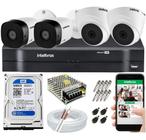 Kit Cftv 4 Câmeras Segurança Intelbras 1 Mega 20m infra e Dvr Mhdx c/hd 500gb