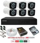 Kit Cftv 6 Cameras Segurança Hd Dvr Hikvision 7208hghi 8ch c/hd Completo